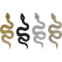 Snake-Shaped Rhinestones Trim Beaded Applique Iron on Patches Hot Fix DIY Clothing Accessories for Bags Wedding Dress 2pieces
