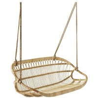 Hanging Rattan Swing Chair Coastal Design Indoor/Outdoor Double Egg Chair For Balcony Patio Bedroom Wicker Lounge Swing Cushion