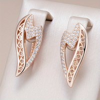 Fashion Gold Color White CZ Hoops Earrings Woman Geometry Heart Party Daily Wear