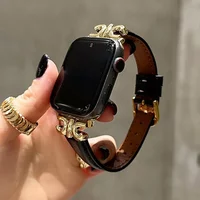 For Apple Watch band Series Ultra 10/9/8/7/6/5 Luxury Leather loop For Women 38mm 40mm 41mm 42mm 44mm 45mm 46mm 49mm Strap