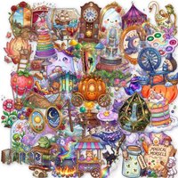 50Pcs Dreamy Fairy Tale Clear Waterproof Stickers Fantasy Elf Witch Castle Transparent Decals For Journal Cup Papery Pop Store