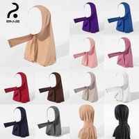 Designer Muslim Hijab Pin Free Headscarf Fashion Polyester Solid Women Convenient Shawl High Quality Ladies Headscarves Khaki