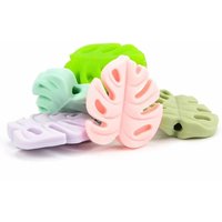 LOFCA 30 pièces Monstera Deliciosa feuilles perles de Silicone sans BPA porte-clés perles de Silicone bricolage porte-clés perle bijoux accessoires