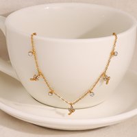 WILD & FREE Trendy Luxury Stainless Steel Necklace for Women Crystal Charm Short Choker 18K Gold Plated Jewelry Waterproof