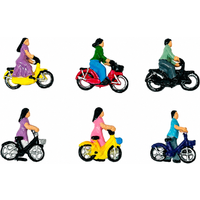 AliExpress NONE Ho Scale Cyclist Model 1:87 Unpainted/Painted Miniature Biker Rider Figure for Dioramas Collection Micro Landscape 6pcs/set