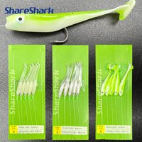 ShareShark 3pcs/bag Pre-Rigged Minnow Soft Lures Fishing Rigs Fish Shape T-Tail Swimbaits Rigs with 6# Hooks & 0.5mm Leader