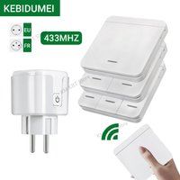 433MHz Wireless Socket Remote Control Switch EU FR Plug 230V 220V 16A 86 Wireless Wall Switch with Battery for Home Appliance