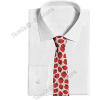 Strawberry Necktie Unisex Polyester 8 cm Fruit Neck Tie for Men Silk Wide Suits Accessories Cravat Cosplay Props