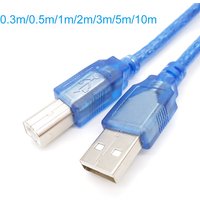 USB 2.0 Printer Cable USB 2.0 Type A Male to Type B Male Foil+Braided Shielding Transparent Blue 0.3M 0.5M 1.5m 2m 3m 5m 10m