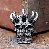 New Trendy 316L Stainless Steel Gothic Death double Skull head Pendant For Men Halloween Cool Punk Biker Jewelry Gift