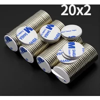 20x2mm Super Strong Round Neodymium Magnet With adhesive Powerful Magnets N35 Permanent Magnetic NdfeB Refrigerator Magnets