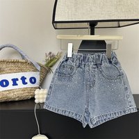 Summer Kids Girls Denim Shorts RAISE 2-8Yrs Girls Jeans Casual Shiny Children Girl Shorts Elastic Wiast Infant Babys Girl Shorts