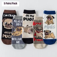 5 Pairs/Pack Women's Spring New Autumn Summer Cartoon Dog Bird Cat Socks Soft Breathable Funny Socks for Girls