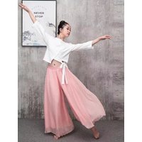 Versatile Wide Leg Pants Zen Style Qipao Base Layer Pants Hanfu Summer Thin White Color High Waist Casual Trousers