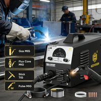 HZXVOGEN MIG250DP 5 in 1 Aluminum Welding Machine ARC Pulse/Gas/Gasless MIG Lift TIG Professional MIG Welder Synergic Control