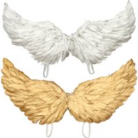 Princess Gold Wings Angel Feather Wings Elastic Straps Swallow Wings for Women Girls Wedding Halloween Christmas Birthday Gifts