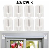 4/8/12Pcs Curtain Hooks Self-adhesive Hooks Curtain Rod Hook Bracket Small Curtain Rod Brackets For Window Bath Door Wall Hanger