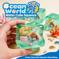 Ocean Squishy Stress Balls Cube Slow Rise Sensory Fidget Toy Squeeze Relax Stress Relief Toy for Adults Anxiety Relief and Focus