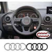 Black Silver Car Steering Wheel Center Cover Sticker Logo for Audi A6L A4L A8L A1 A5 A3 A7 Q3 Q5 Q7 Refitting Emblem Accessories