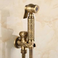 Hand Held Bidet Sprayer Douche Toilet Kit Antique Brass Shattaf Shower Head Gold Copper Valve Set Jet Toilet Bidet Faucet Set