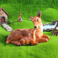 Life-Like Mother & Fawn Deer Resin Sculpture, Animal Statue for Outdoor Garden Lawn & Home Miniature Landscape Decor