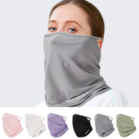 Summer Mask Ice Silk Breathable Full Face Cover Anti-UV Cycling Mask Hang-Ear Bandana Neck Gaiter Dustproof Hiking Fishing Mask
