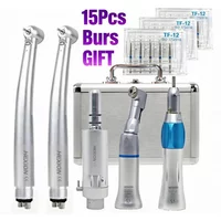 HEXION 5pcs LED Dental Handpiece Kit 2 High Speed Turbines Autoclavable Contra Angle Straight Handpiece Dental Clinic Supplies F