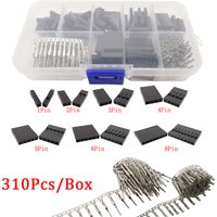 310Pcs/Box 2.54mm Dupont Housing Cable Jumper Wire Connector Kit 1/2/3/4/5/6/8Pin Male Crimp Pins+Female Pin Terminal Pin Header