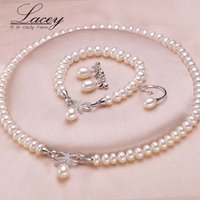 Wedding Freshwater Pearl Jewelry Set For Women,genuine Natural Pearl Necklace Jewelry Sets Mother Anniversary Gifts White