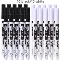 1/10/20Pcs/set Oil Based White Black Permanent Paint Markers Pens Set 0.7mm Extra Fine Waterproof for Rock Painting Metal Canvas