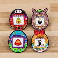 4pcs/set Anime Easter egg Features Characters Enamel Pin Cute Flame Cat Brooches Bag Clothes Badge Lapel Woman Men Friends Gifts