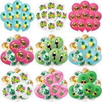 15Pcs Tropical Luau Party Balloons 12 Inch Pineapple Flamingo Printed Latex Balloons Beach Summer Theme Birthday Party Supplies