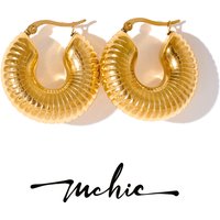 Mchic Stainless Steel Chunky Geometric Earrings Metal Fashion Vintage Attractive Jewelry New Hypoallergenic