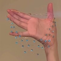 2026 New Blue Multi-layer Starry Sky Necklace Luxury Niche Sparkling Cold Temperament Clavicle Chain Elegant Daily Jewelry Gifts