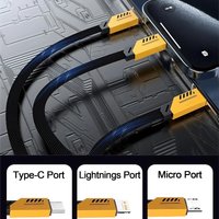 3 In 2 240W Fast Charging Cable 1.2m Multi Port Charg Cord Micro USB Type C Universal Charger Wire