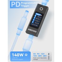 140W PD Fast Charge Trigger, 5-28V Adjustable Type-C to DC Cable with IPS Display, Universal for Laptop Router