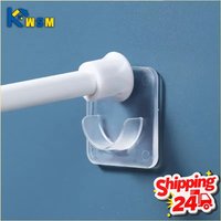 No Drill Telescopic Rod Holder Strong Adhesive Support Bracket for Shower Curtain Tension Rod Window Door Kitchen Bathroom