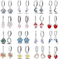 925 Sterling Silver Earrings Pink Love Stars Shell Cute Flower Sweet Romantic Date Party Wedding Exquisite Women's Jewelry Gifts