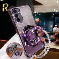 Crystal Bracelet Magnetic Stand Phone Case For Samsung A17 A16 A36 A56 A15 A25 A35 A55 A14 A24 A34 A54 Glitter Shockproof Cover