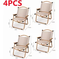 4/2/1PCS-khaki Camping Chair Portable Outdoor Aluminum Alloy Wood Grain Folding Camping Equipment Kermit Chair