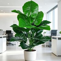 1 Pc Large Fake Round-Leaf Elephant Ear Tree, 60-105cm Artificial Plastic Taro Leaves for Home Garden Office Party Decor