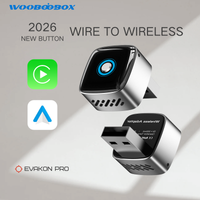 Wooboobox Kabelloser CarPlay Dongle 2026, Aluminiumlegierung 2-Telefonen-One-Tap-Schalter, 2-in-1 USB Plug & Play für CarPlay Android Auto