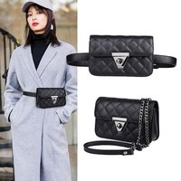 Fashionable Women's Waist Bag Crossbody Chain Work Sales Bag Soft PU Leather Modern Neutral Style Lock Buckle Closure Small S...