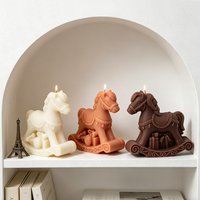 Cute Rocking Horse Silicone Candle Mold - 3D Horse with Gift Box Mold for DIY Aroma Candles,Soap & Resin Craft,Home Decor & Gift