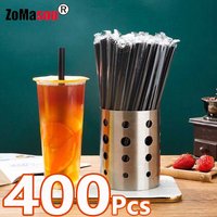 50/400Pcs Large Black Drinking Straws Big Milkshake Straws Bubble Tea Straw MilkTea Straws Party Wedding Bar Home Accessories