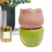 Wax Melt Burner Unique Flower Shape Aromatherapy Stove Ceramic Oil Burner Candle Wax Melter Unique Fragrance Warmer With Candle