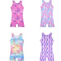 Leotards for Girls Gymnastics Toddler Stretchy Tie Dye SleevelessTank Dancewear Kids Cycling Jumpsuit