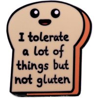 1pc "I Tolerate A Lot But Not Gluten" Toast Enamel Pin - Funny Gluten-Free Design, Cute Kawaii Food Style for Daily Wear