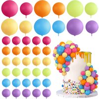 42 PCS Ball Cake Picks Colorful Ball Shaped Cake Topper Pearl Balls Cupcake Cake Insert Topper for Birthday Party Wedding Decor