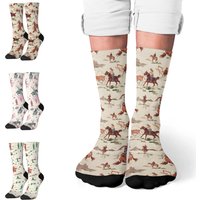A pair of desert riding horse cowboy design fashion socks Harajuku retro fun crew socks soft stretch comfortable socks unisex
